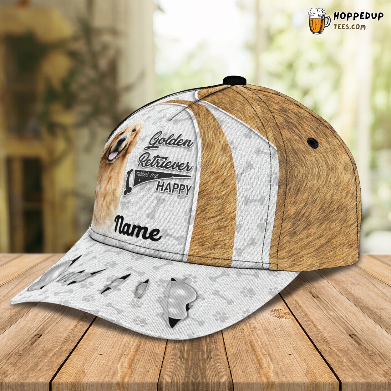 Golden Retriever 3D Classic Cap Personalized Name Elegant Design Theme