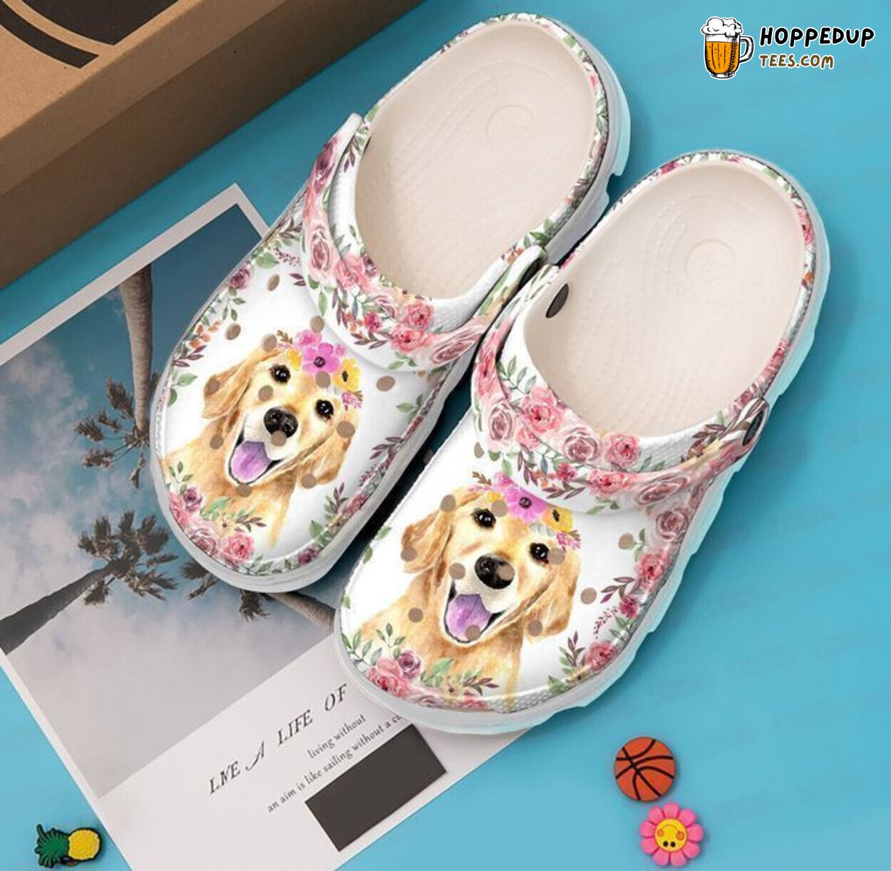 Golden Retriever Baby Inspired Themed Classic Comfortable Clogs Shoes