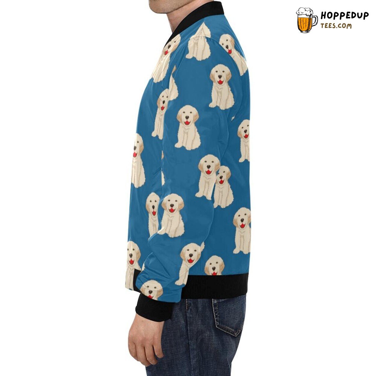 Golden Retriever Elegance Print Pattern Men’s Bomber Jacket Design