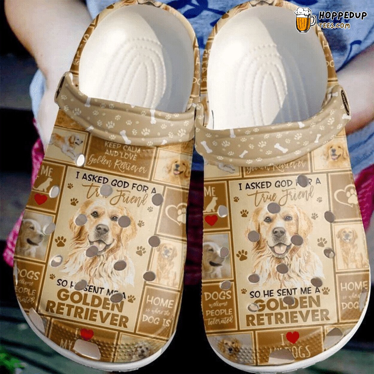 Golden Retriever Lover Themed Classic Comfortable Clogs Shoes Design