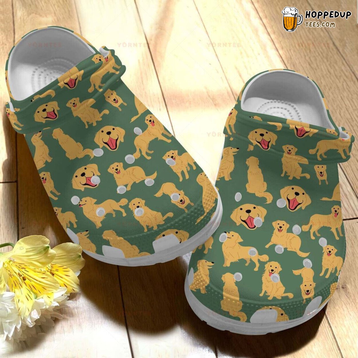 Golden Retriever Lover’s Gift Themed Rubber Clog Shoes Comfortable Footwear