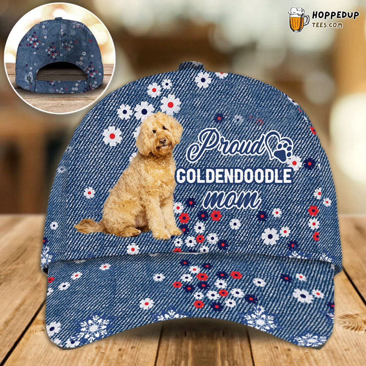 Goldendoodle Mom Baseball Cap Flower Pattern Dog Lover Classic Hat