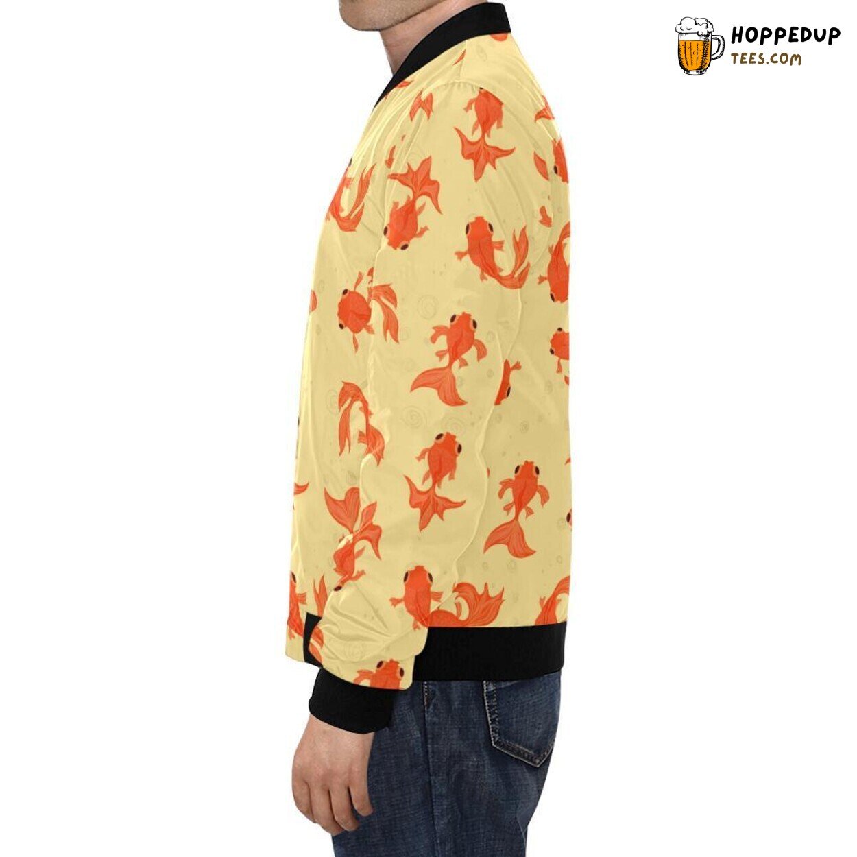 Goldfish Elegance Pattern Print Men’s Bomber Jacket Distinctive Style
