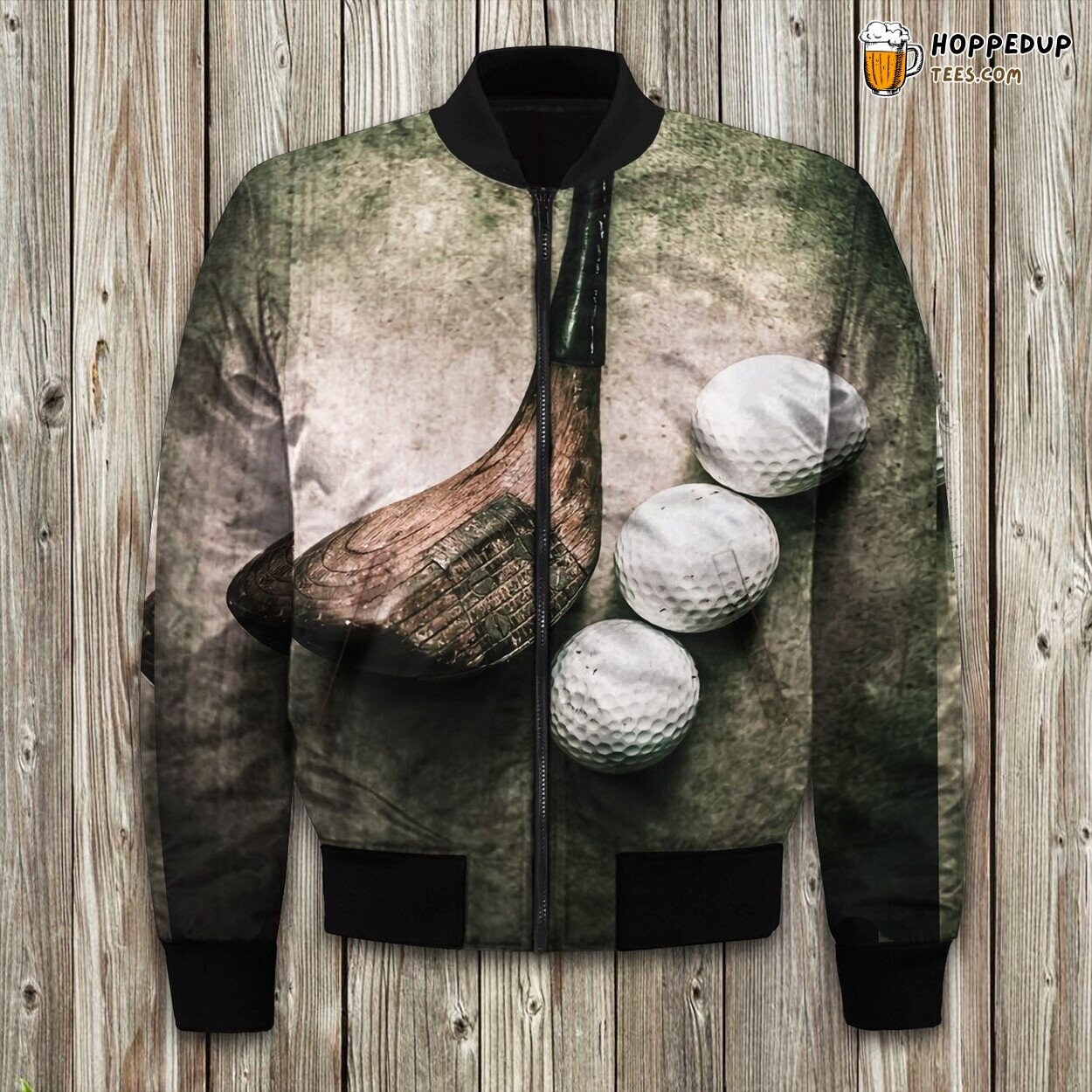 Golf Artwork Themed Winter Bomber Jacket Sporty Stylish Cozy