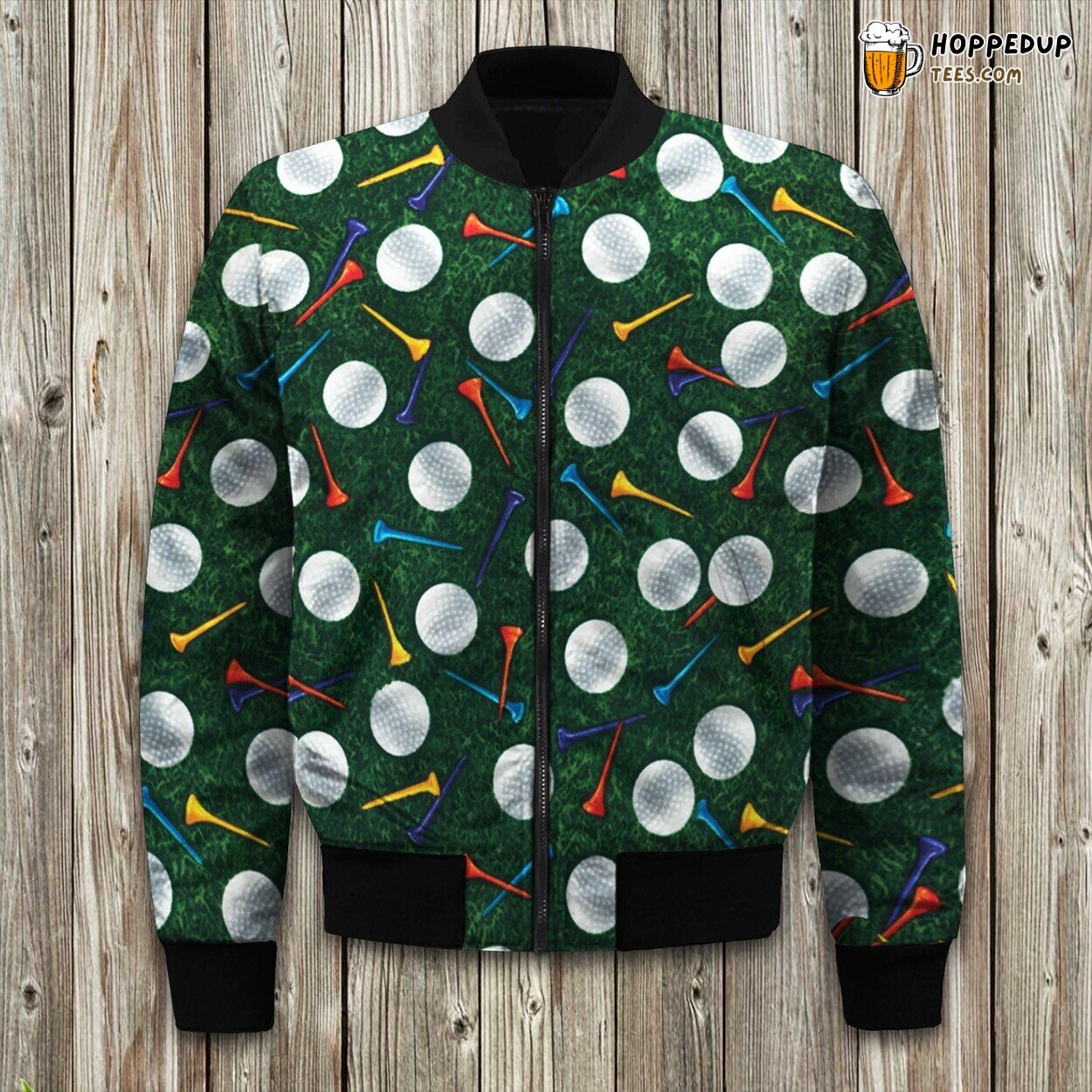 Golf Ball And Colorful Tees Bomber Jacket