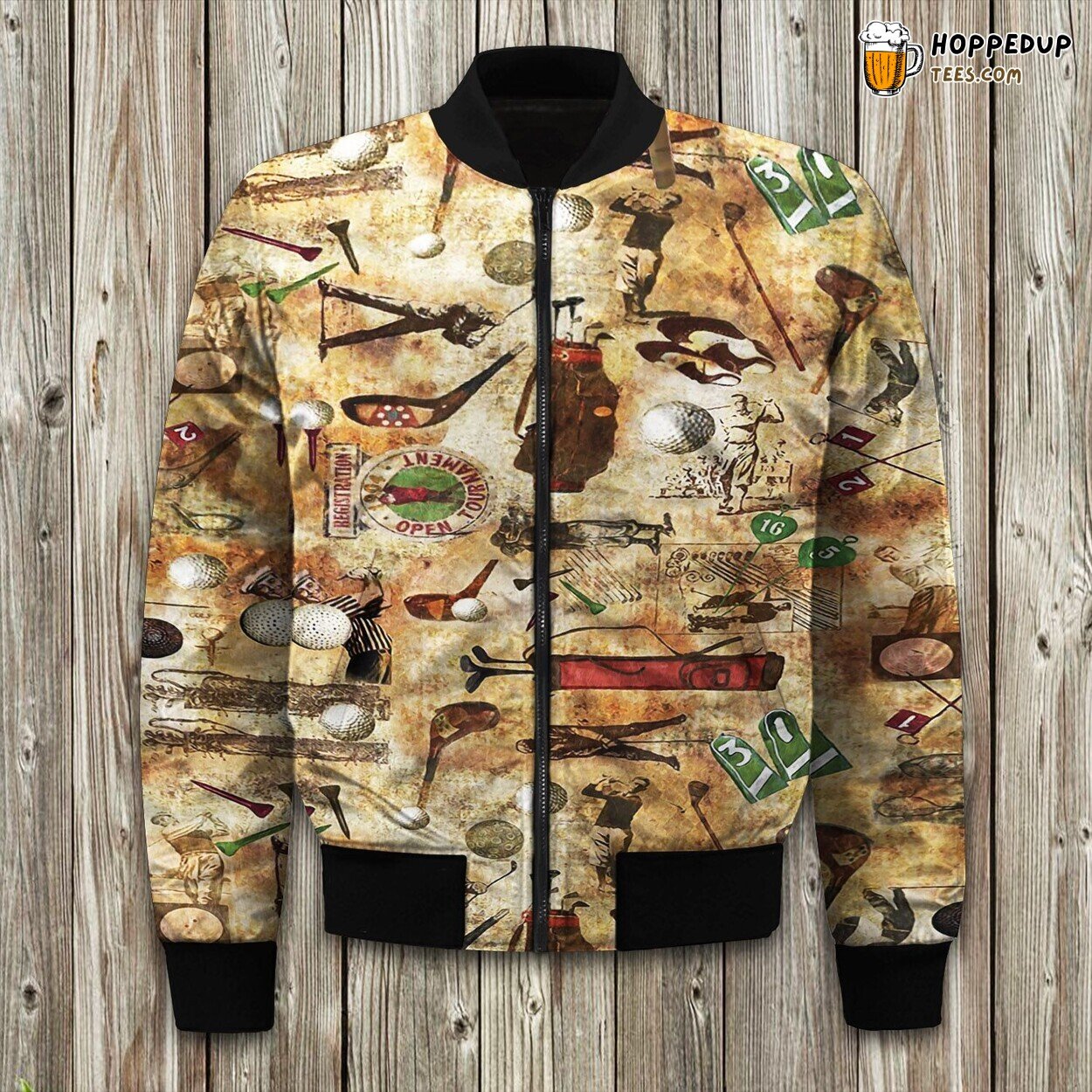 Golf Club and Ball Design Bomber Jacket Winter Elegance on the Green Course