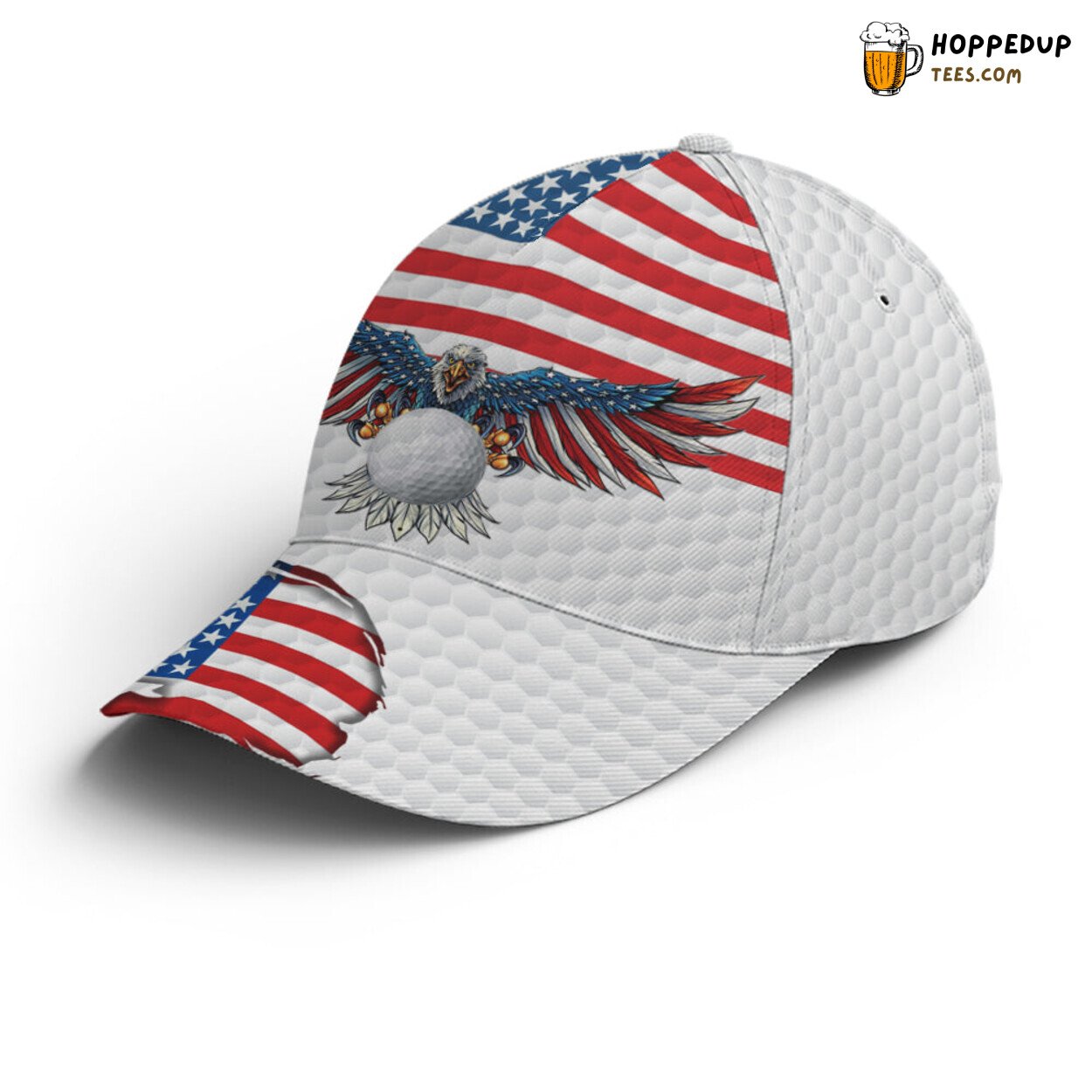 Golf Enthusiast American Flag Eagle Ball Pattern Distinct Baseball Cap