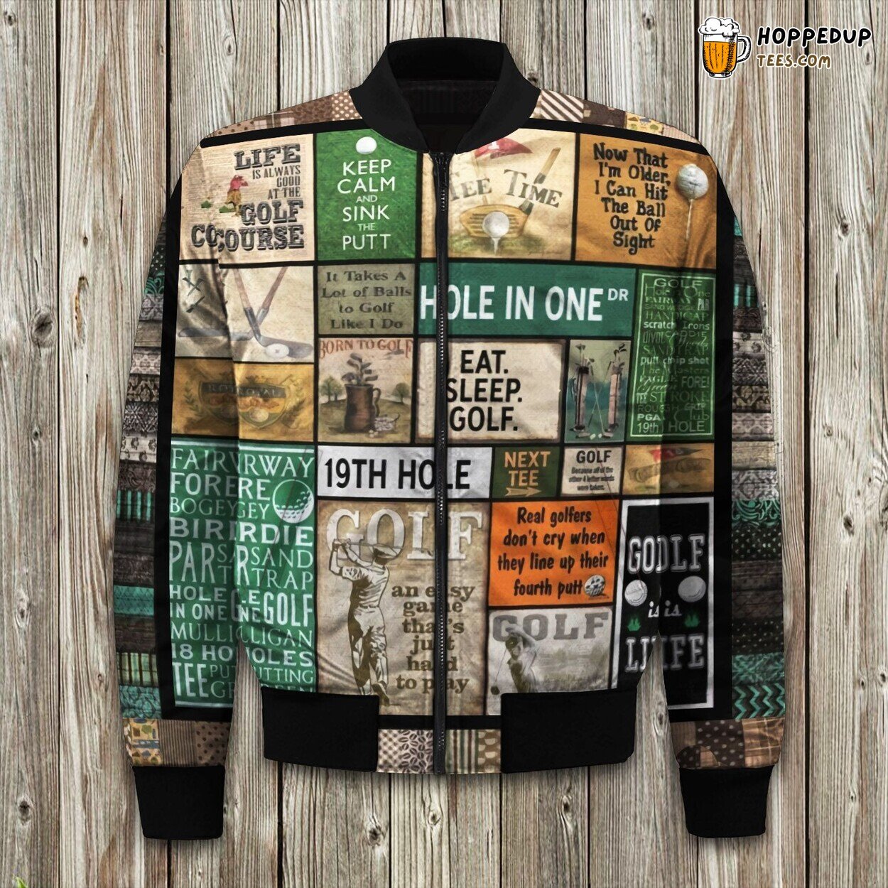 Golf Enthusiast Winter Bomber Jacket Playful Elegant Design
