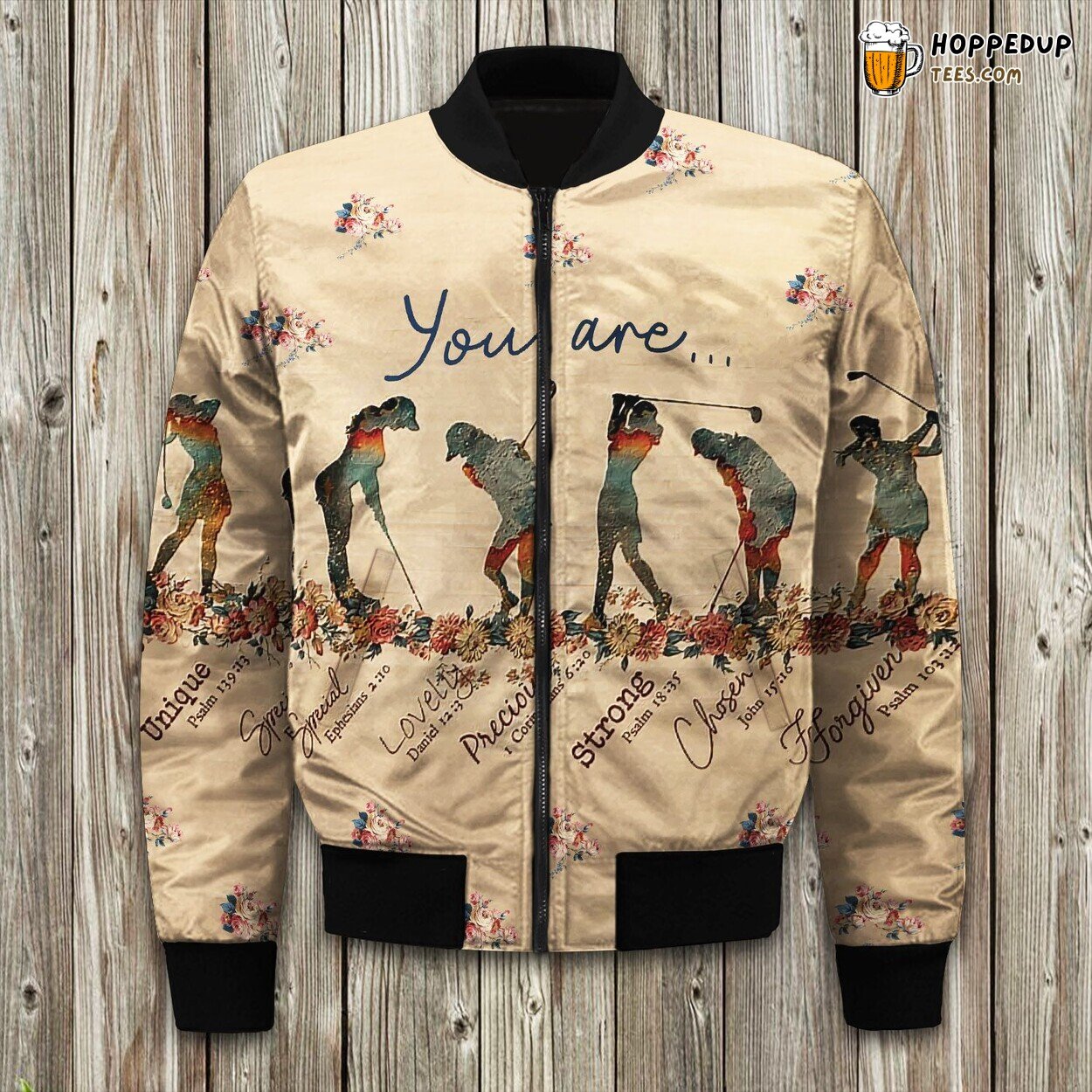 Golf Girl Theme Winter Bomber Jacket Feminine Sporty Cozy