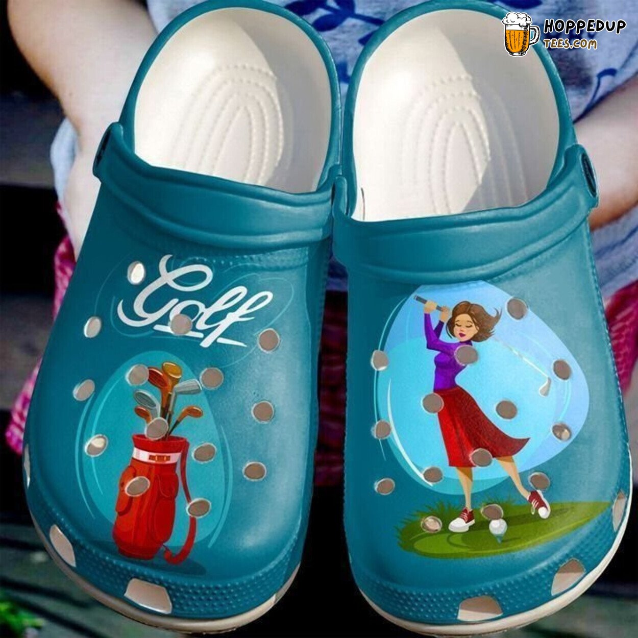Golf Lady Themed Comfortable Stylish Unique Clog Shoes Design