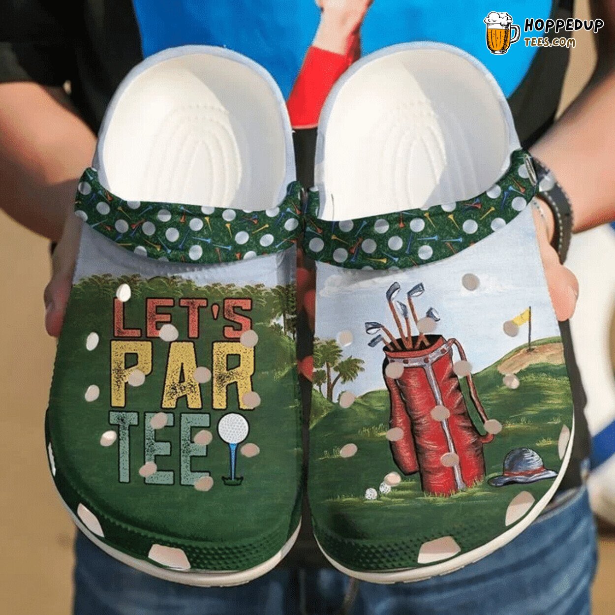 Golf Lets ParTee Themed Clog Shoes Unique Sports Lovers Comfortable Style