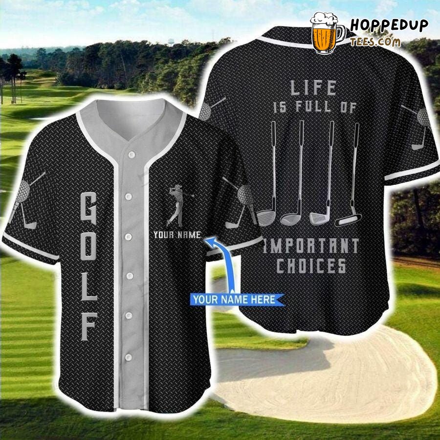 Golf Metal Choices Themed Baseball Jersey Personalized Distinctive Design