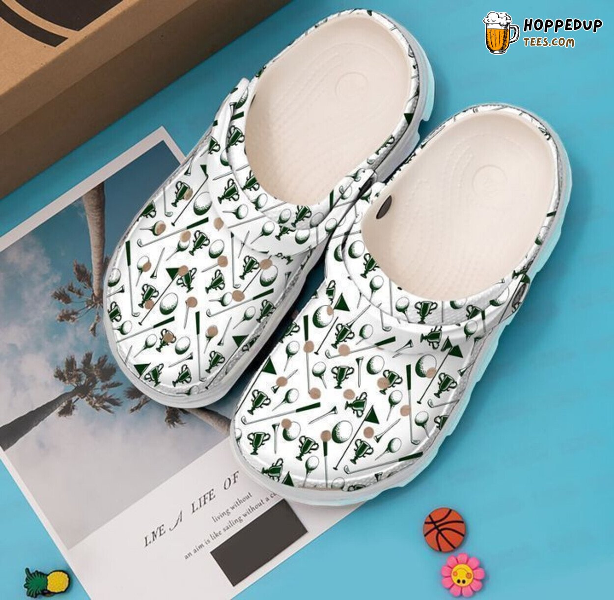 Golf Pattern Themed Comfortable Unique Stylish Design Clog Shoes
