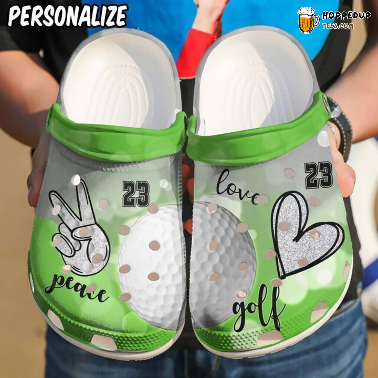Golf Personalized Peace Love Themed Classic Comfort Clogs Shoes