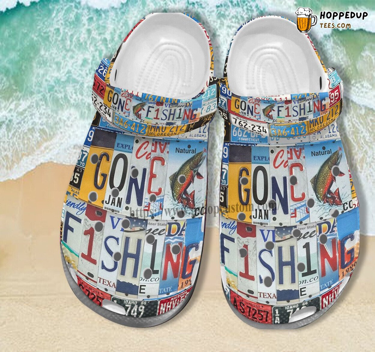 Gone Fishing Sticker Themed Croc Shoes Gift Men Women Angler Inspired