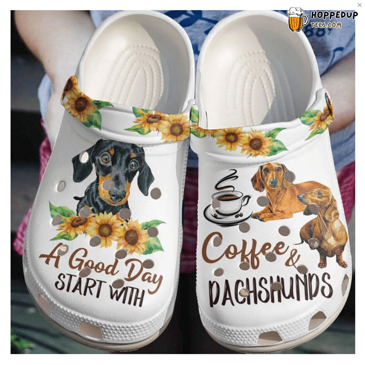 Good Day Start Coffee Dachshund Themed Comfortable Clogs Shoes