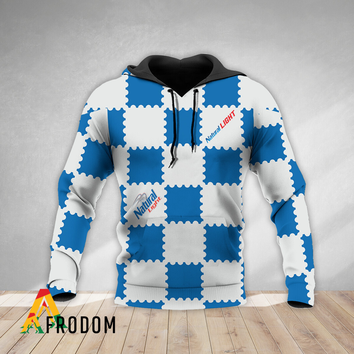 Gorgeous Gingham Natural Light Zip Hoodie HU