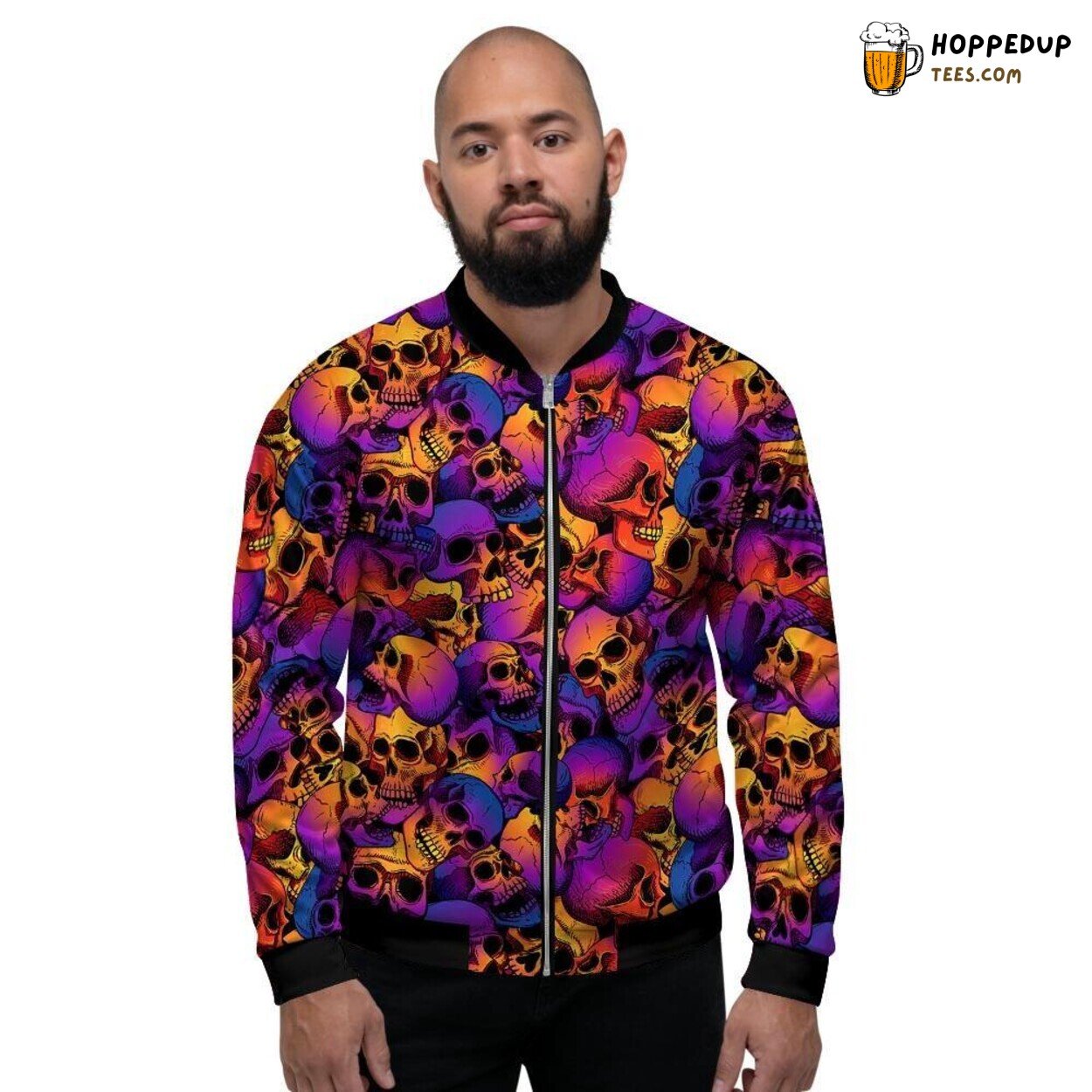 Gothic Purple Skull Artistic Design Men’s Bomber Jacket Mysterious Look