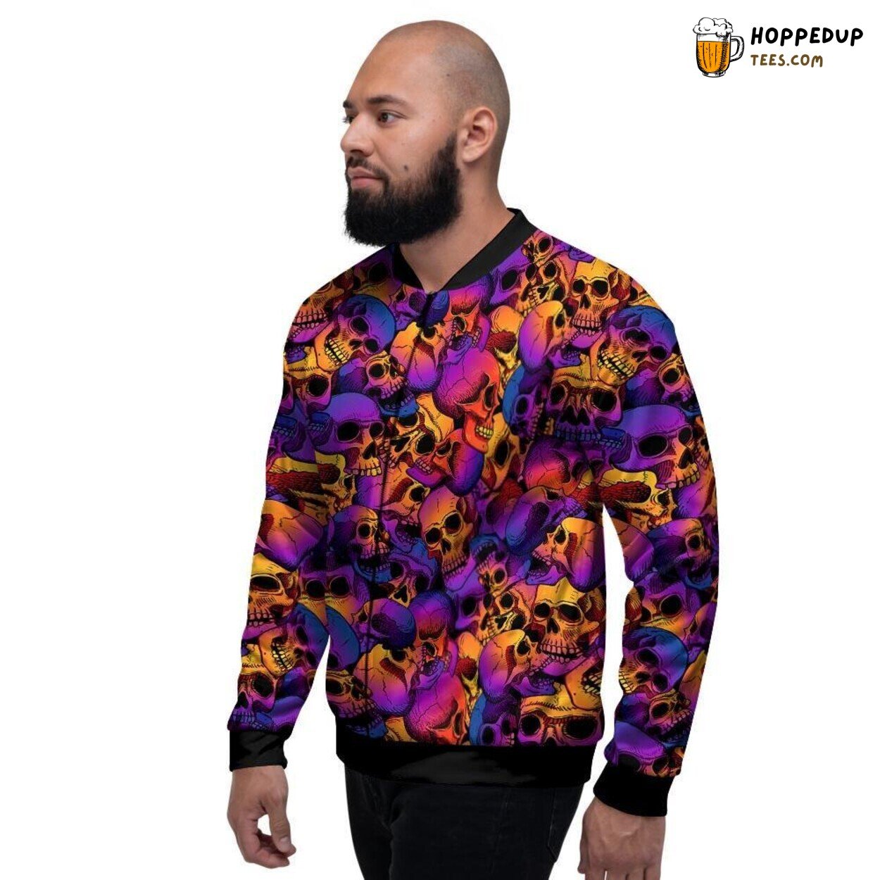 Gothic Purple Skull Artistic Design Men’s Bomber Jacket Mysterious Look