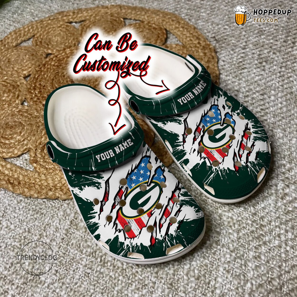 GPackers Football Personalized Ripped American Flag Clog Shoes