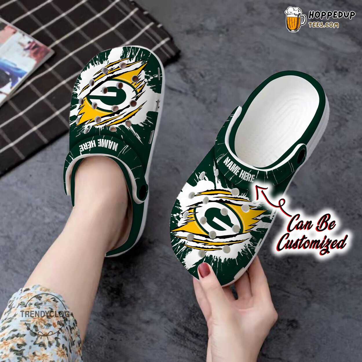 GPackers Football Personalized Ripped Claw Themed Clog Shoes Fun