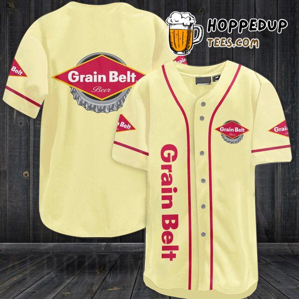 Grain Belt Beer Cream Yellow Theme Baseball Jersey Distinctive Look