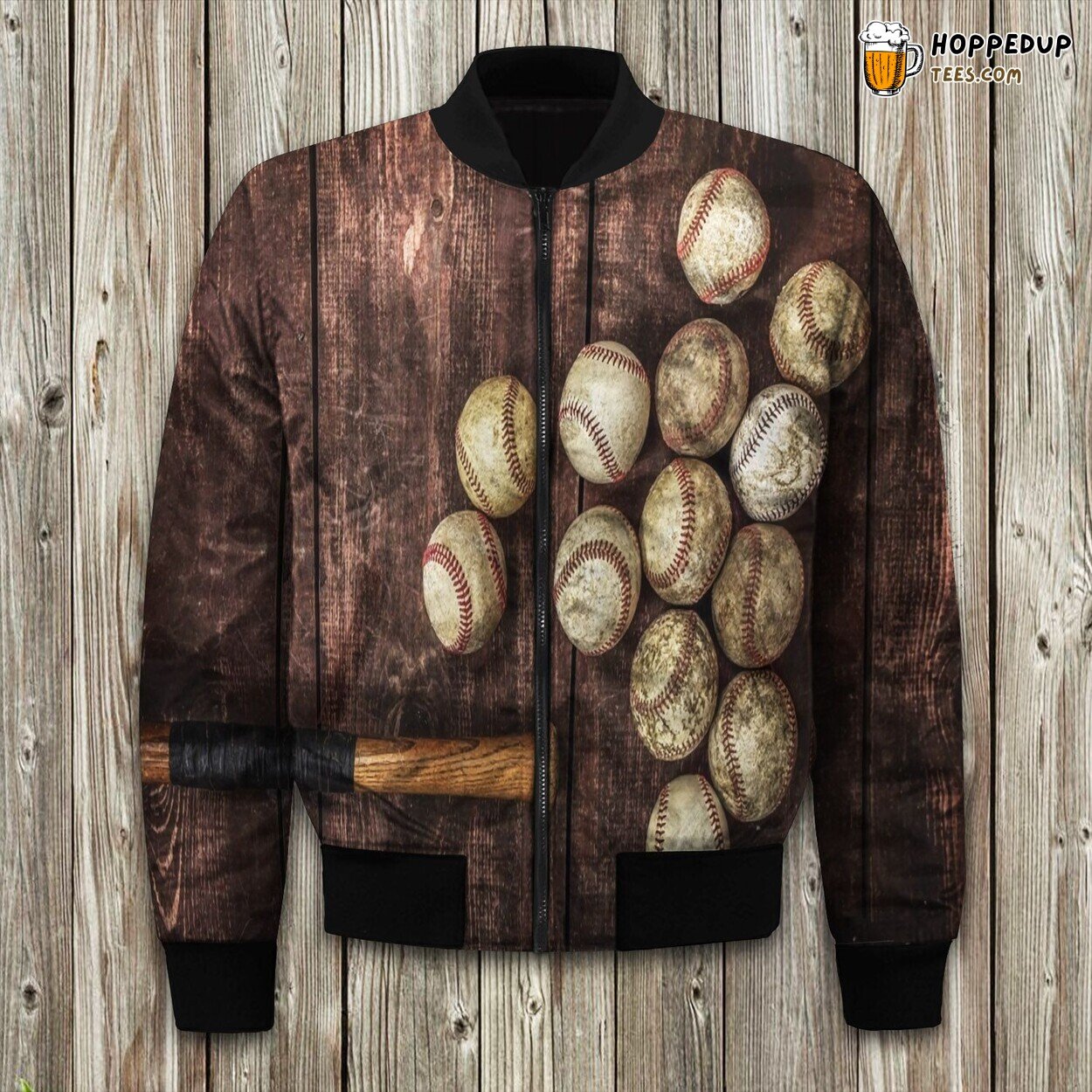 Grand Slam Baseball Print Winter Bomber Jacket Tailored Elegance Craft