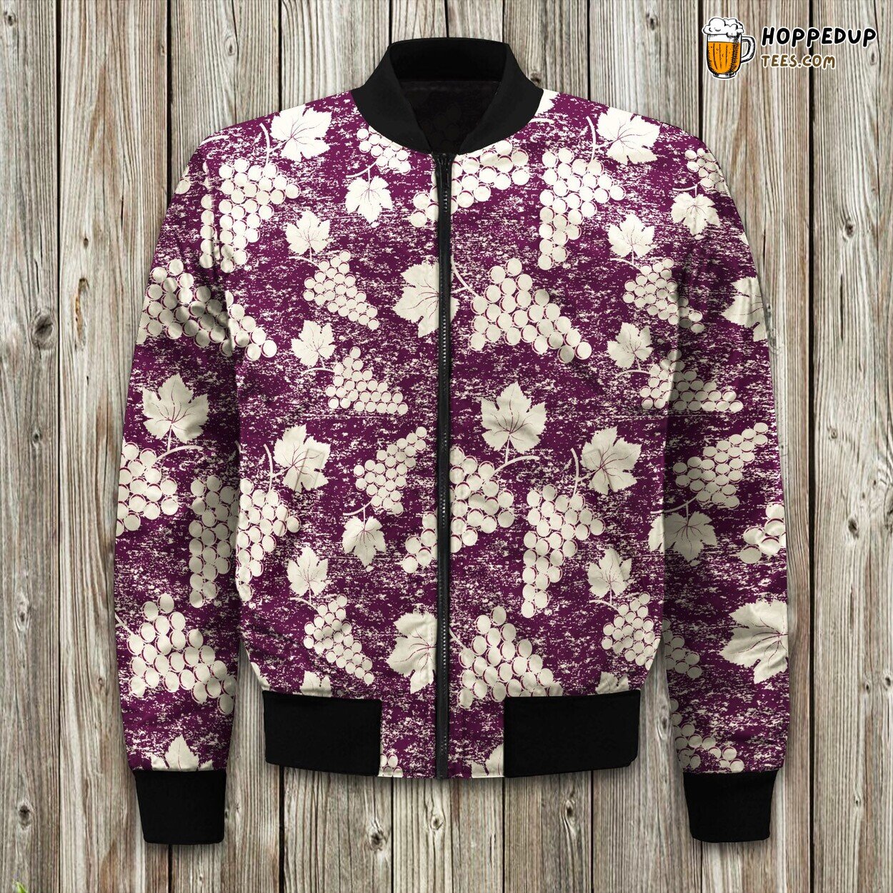 Grape Drawing Pattern Bomber Jacket