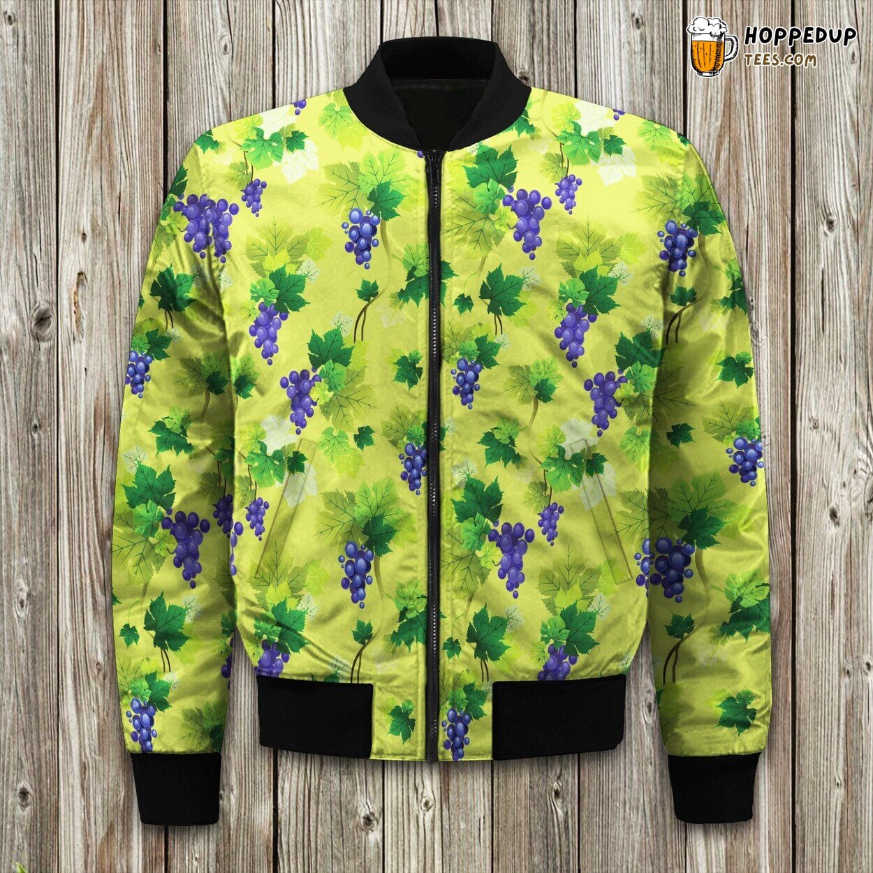 Grape Green Leave Seamless Bomber Jacket