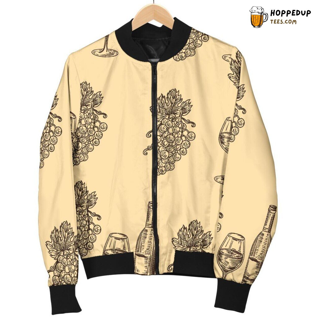 Grape Meets Fine Wine Men’s Bomber Jacket Unique Design Pattern Display Art