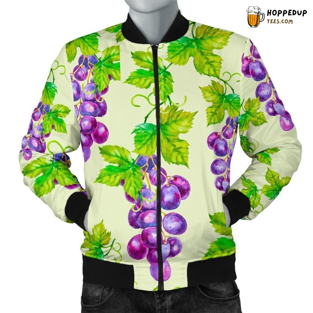 Grape Wine Celebration Art Men’s Bomber Jacket Vineyard Design Elegance Tribute