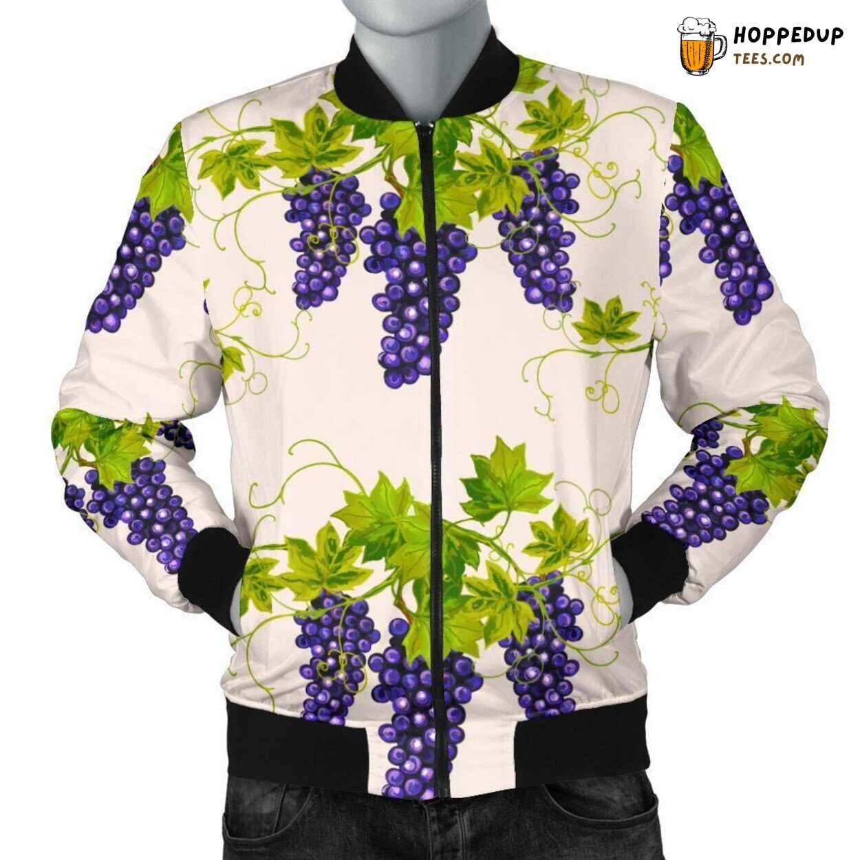 Grape Wine Vineyard Essence Men’s Bomber Jacket Unique Pattern Display