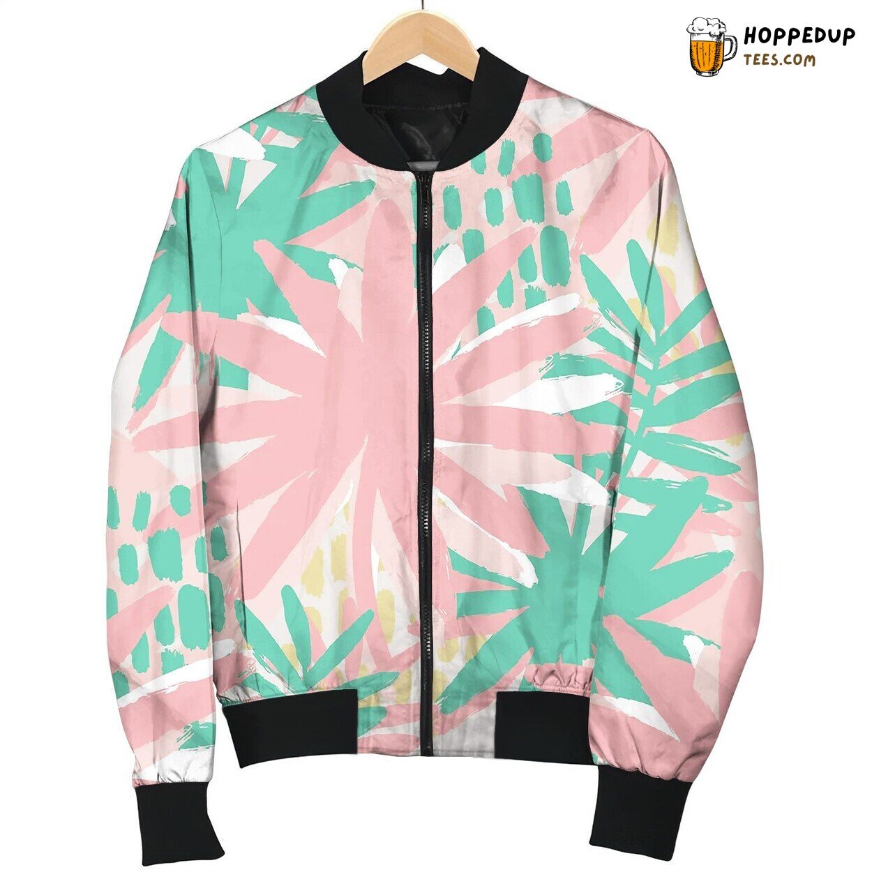Graphic Seamless Pattern Of Exotic Leaves Bomber Jacket