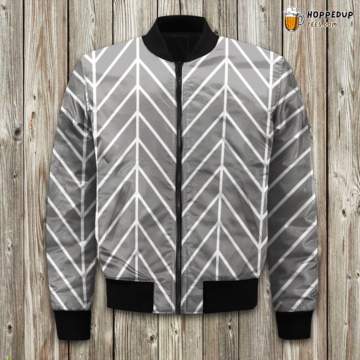 Gray Lover Pattern Bomber Jacket