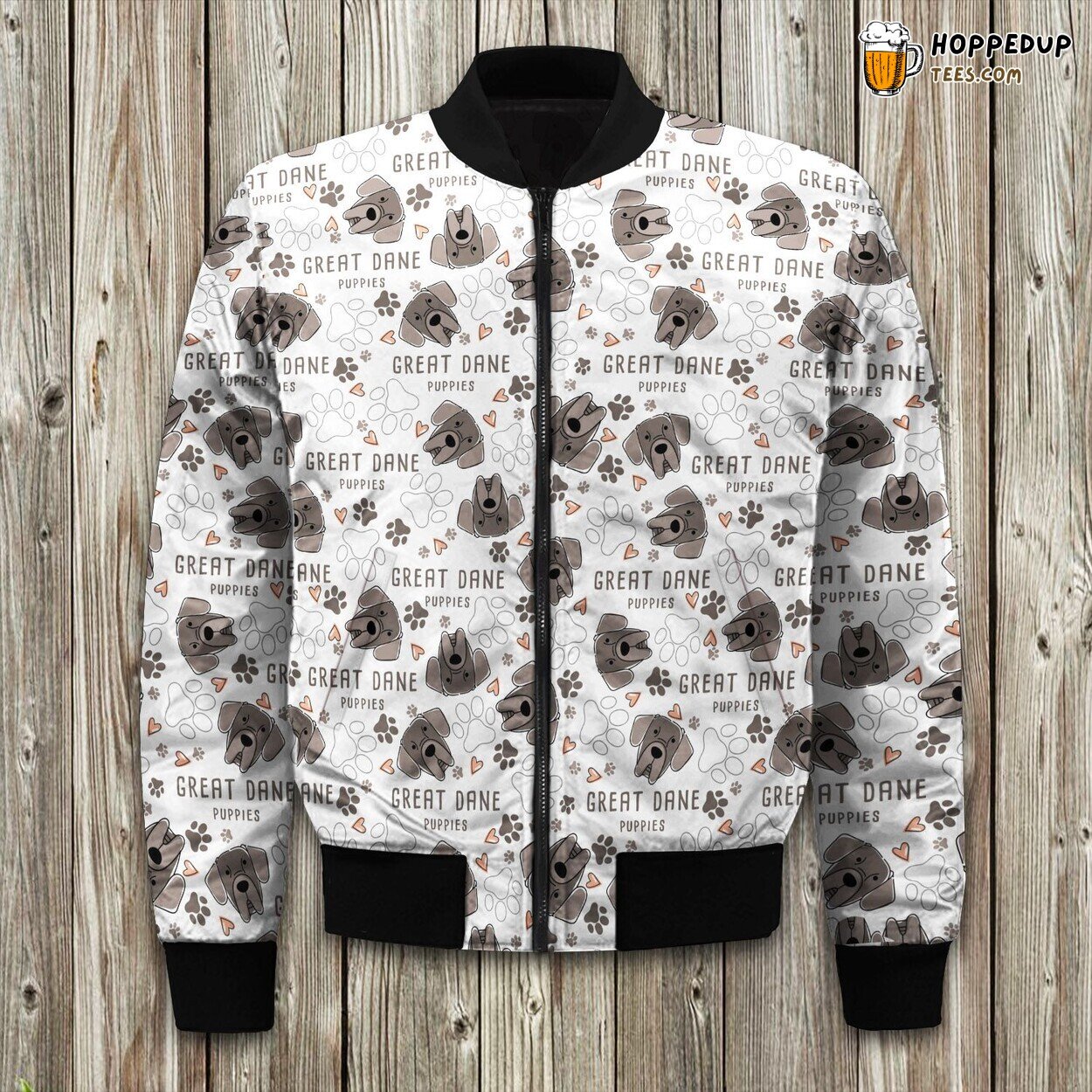 Great Dane Puppy Face And Cute Paws Bomber Jacket