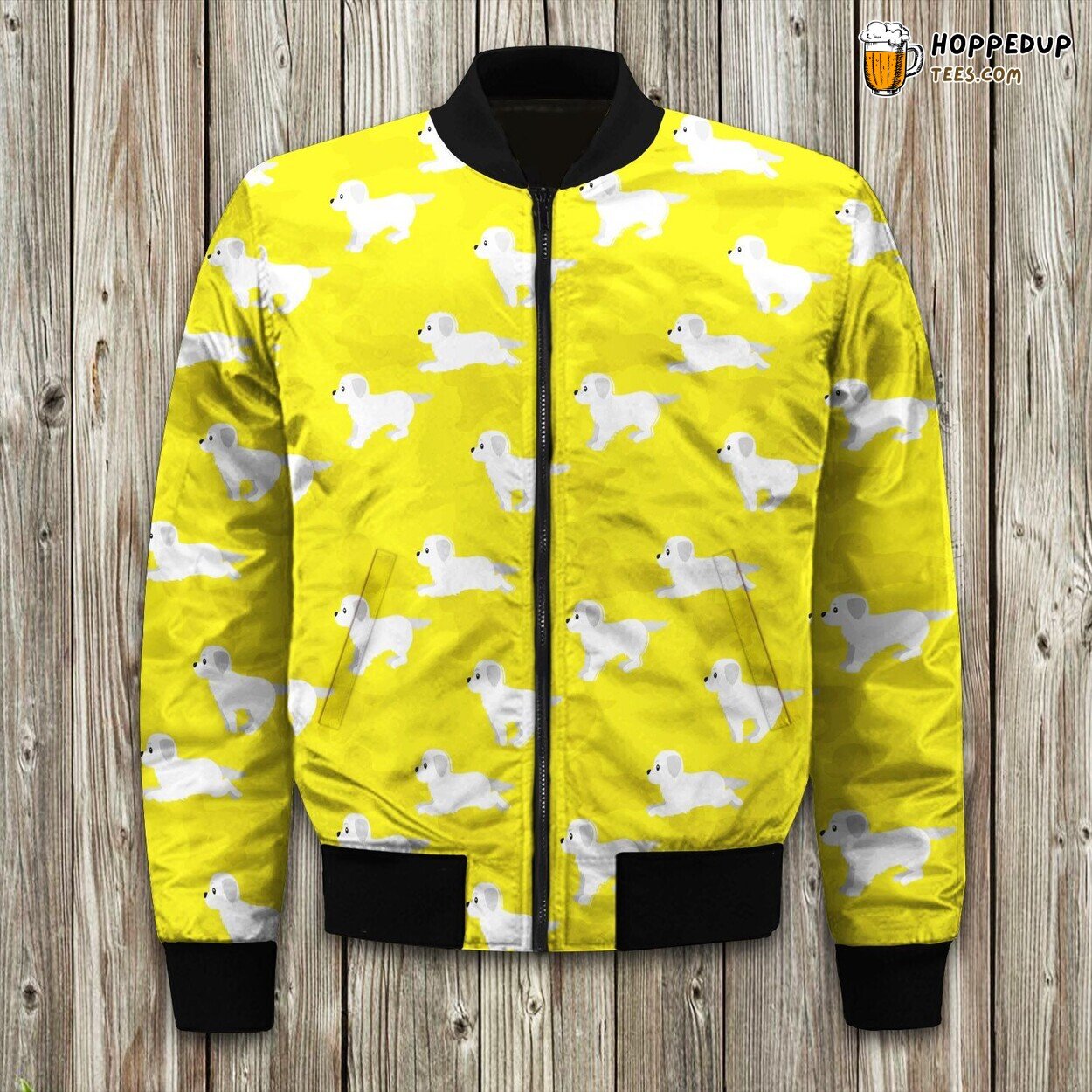 Great Pyrenee Seamless In Yellow Bomber Jacket