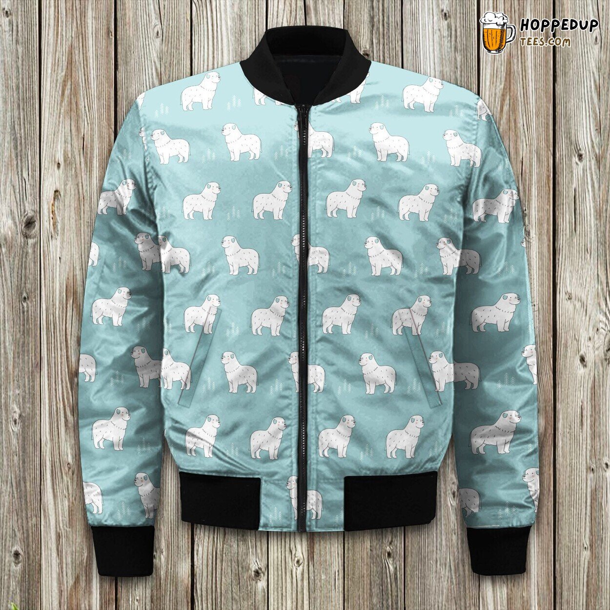 Great Pyrenee White Seamless Bomber Jacket