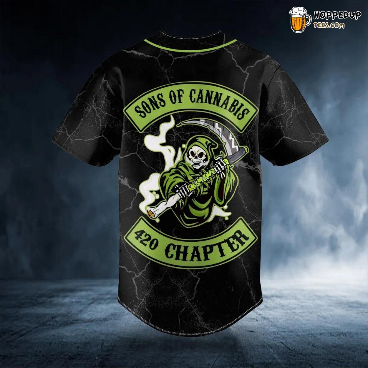 Green Anarchy Grim Reaper Power Baseball Jersey Viking 3D Print Tee