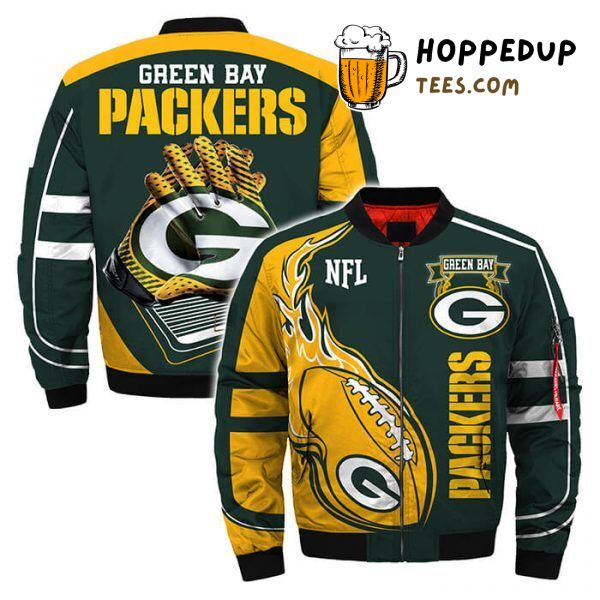 Green Bay Packers 3D Printful Bomber Jacket First Edition Design Series