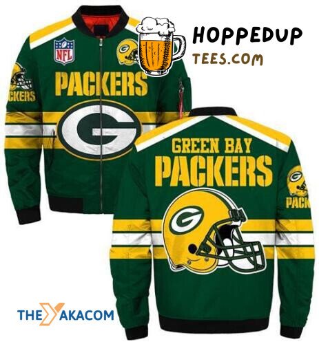 Green Bay Packers Aaron Rodgers Helmet G Logo Bomber Jacket Christmas Gift