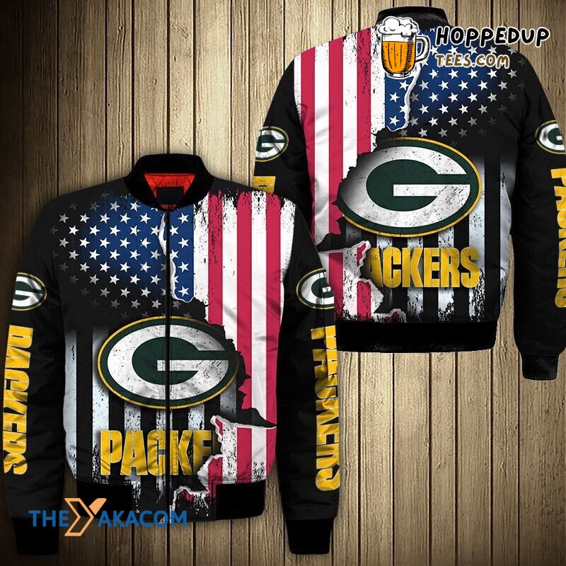 Green Bay Packers Aaron Rodgers USA Flag Bomber Jacket Christmas Gift