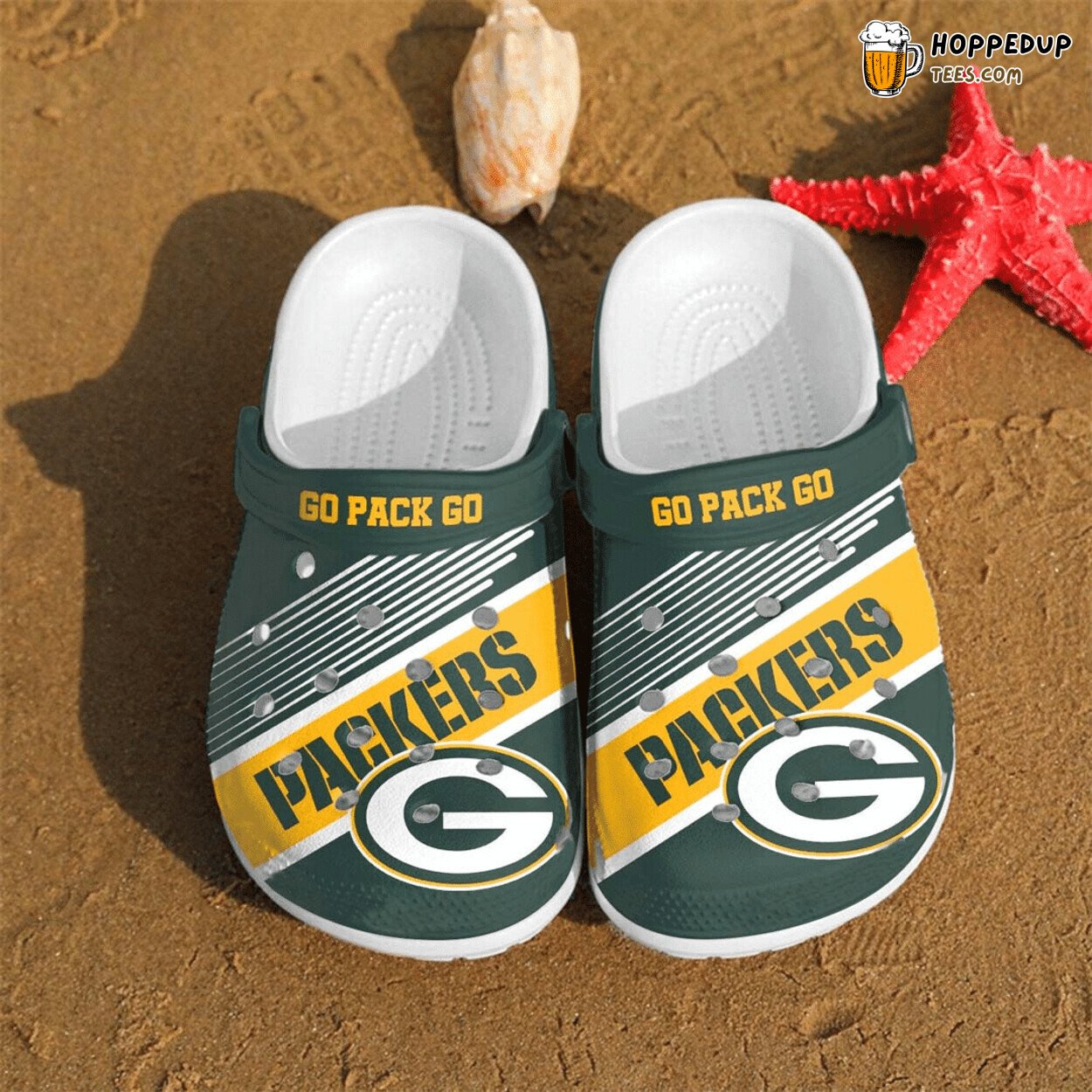 Green Bay Packers Go Pack Go Themed Comfortable Clog Shoes