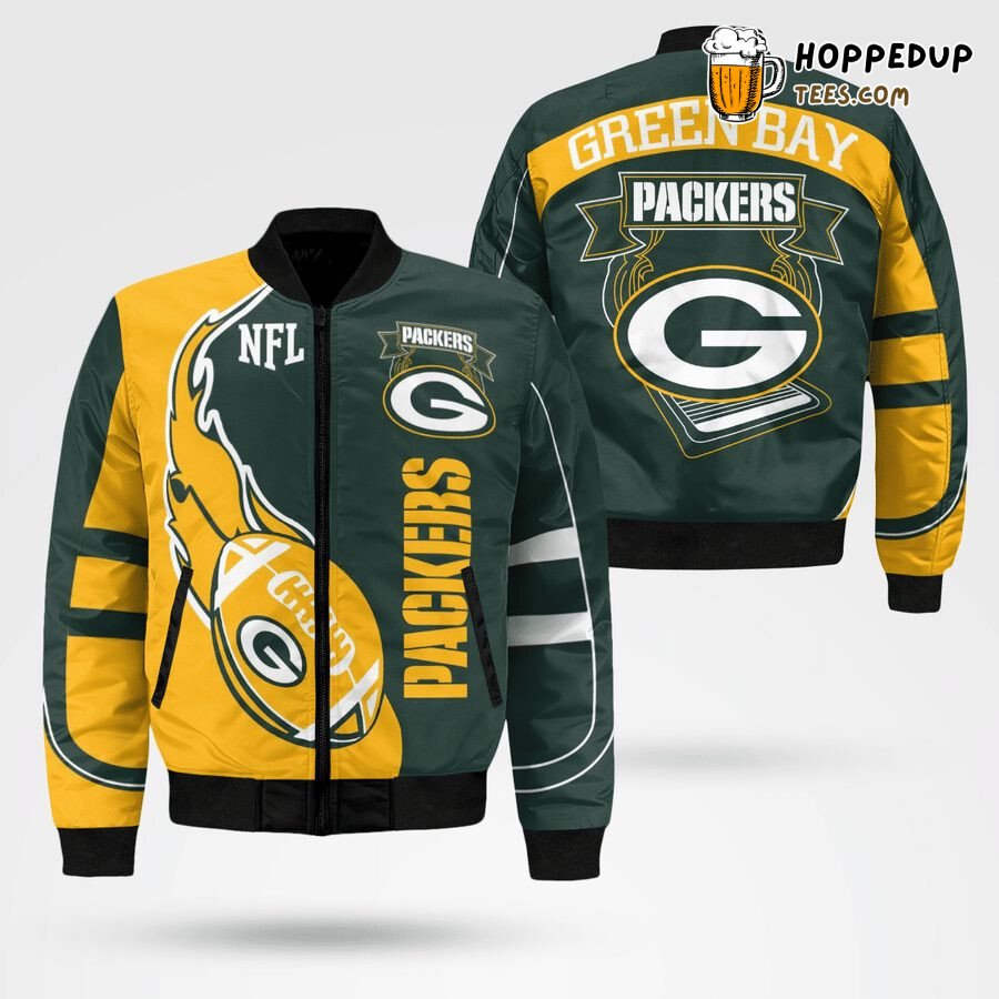 Green Bay Packers Gold Green NFL Tradition Bomber Jacket Line