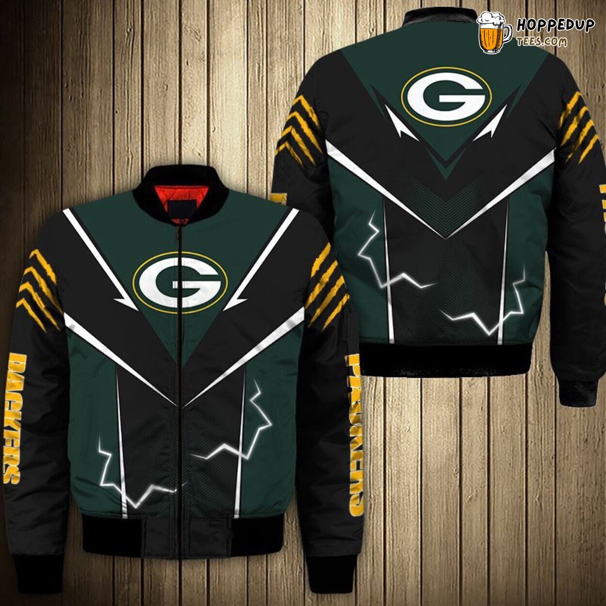 Green Bay Packers Lightning Graphic Bomber Jacket Exclusive Men Gift