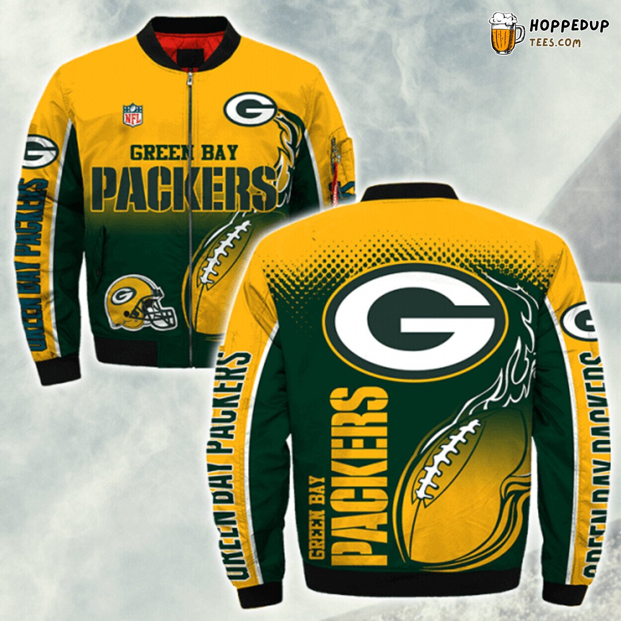 Green Bay Packers Limited Bomber Jacket Design Printful 3D