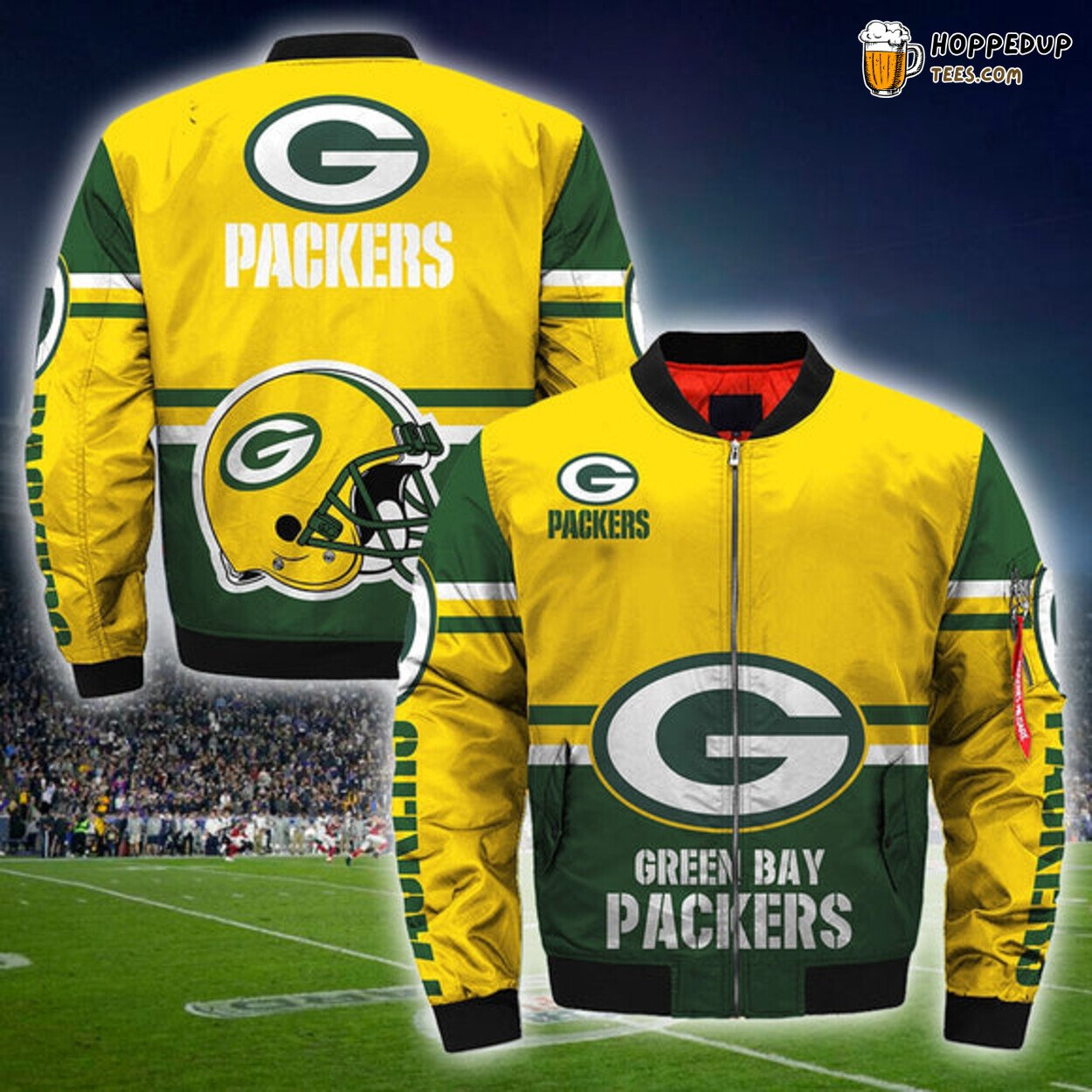 Green Bay Packers Men NFL 3D Design Bomber Jacket Classic Look Series Edition