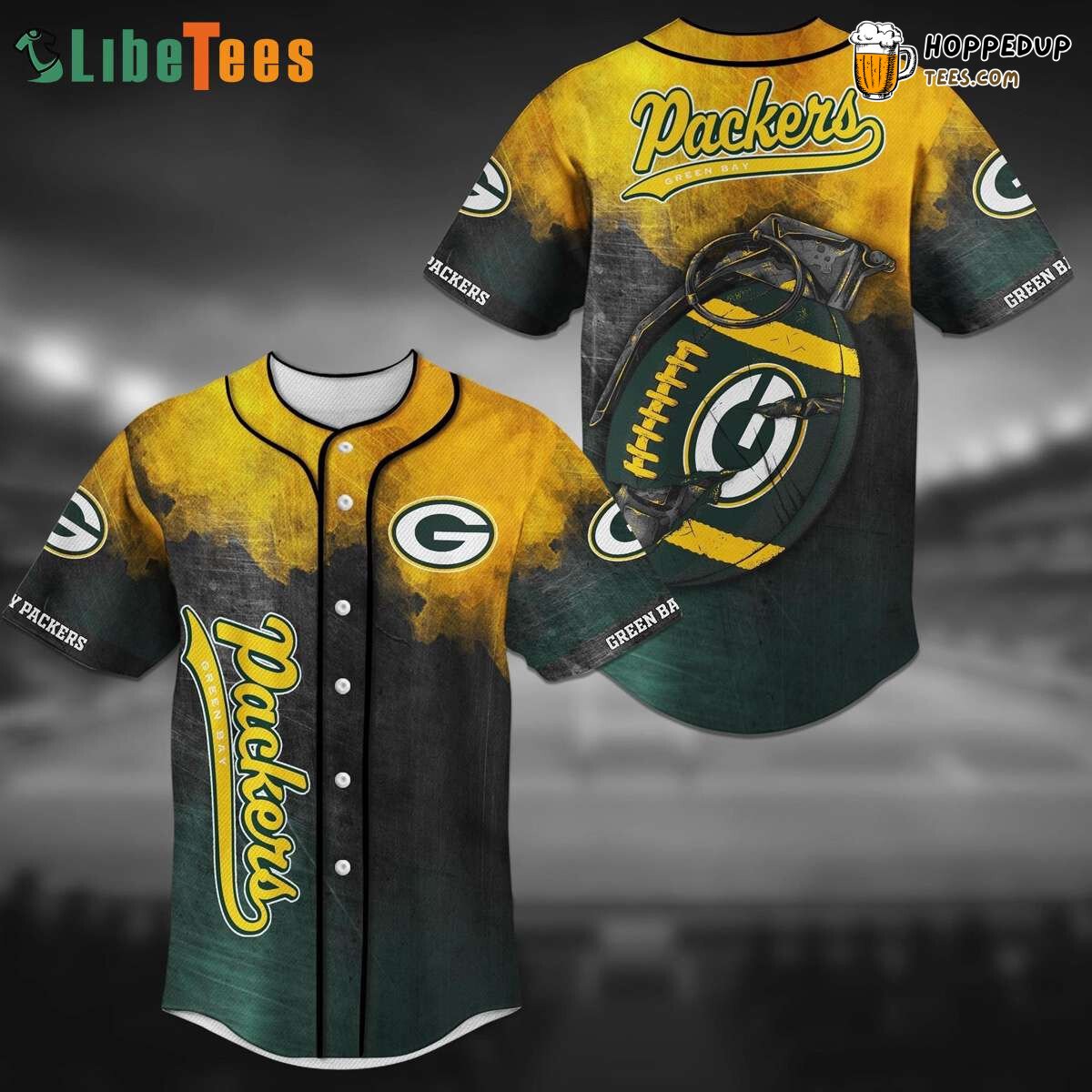 Green Bay Packers New Grenade Logo Graphic Baseball Jersey Style