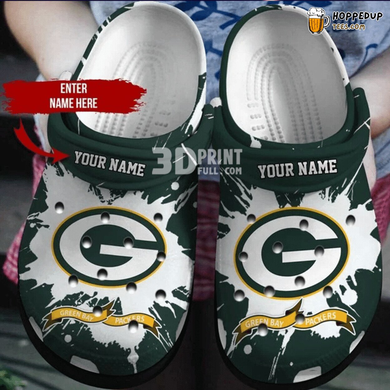 Green Bay Packers NFL Customized Name Themed Comfort Clog Shoes
