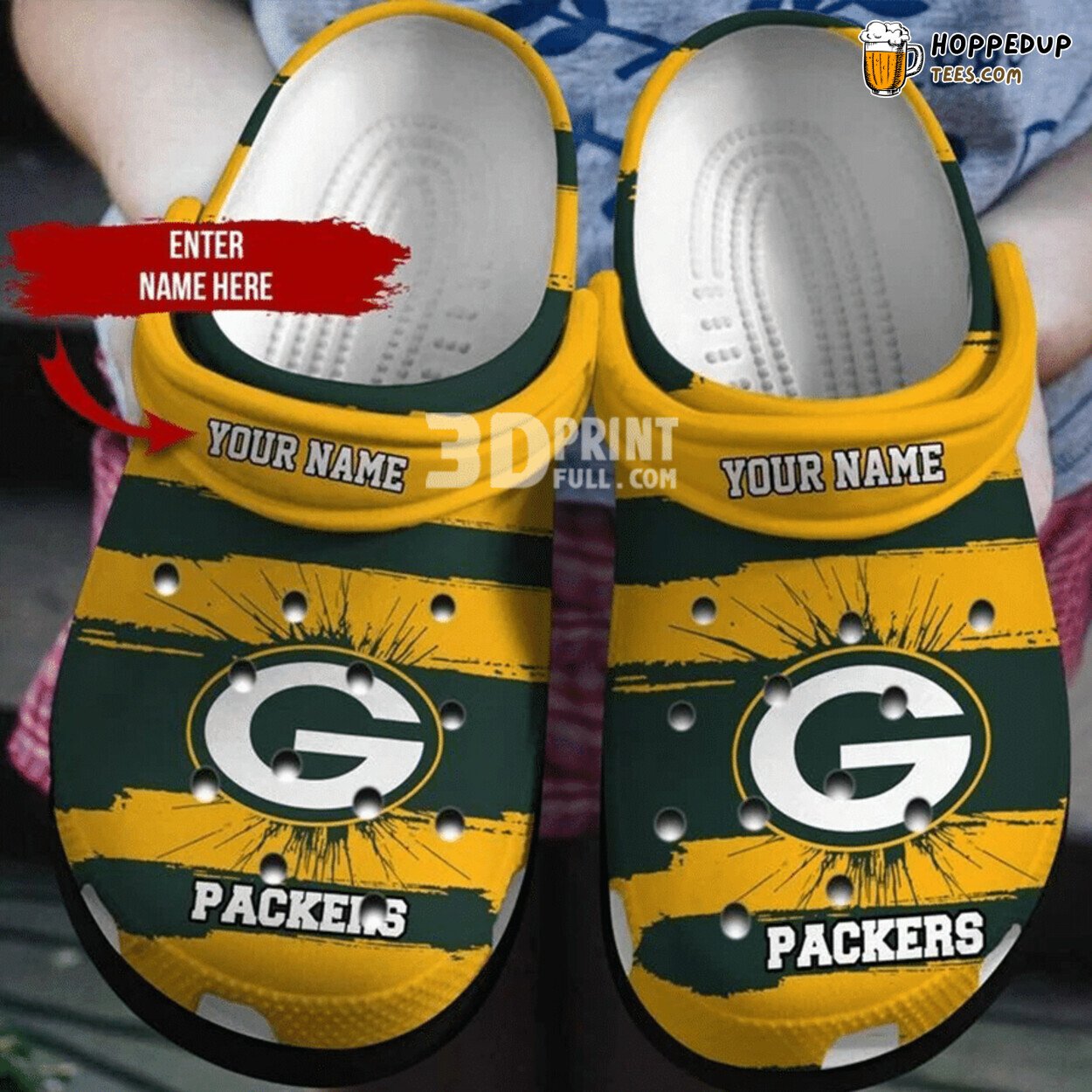 Green Bay Packers NFL Customized Name Unique Themed Clog Design