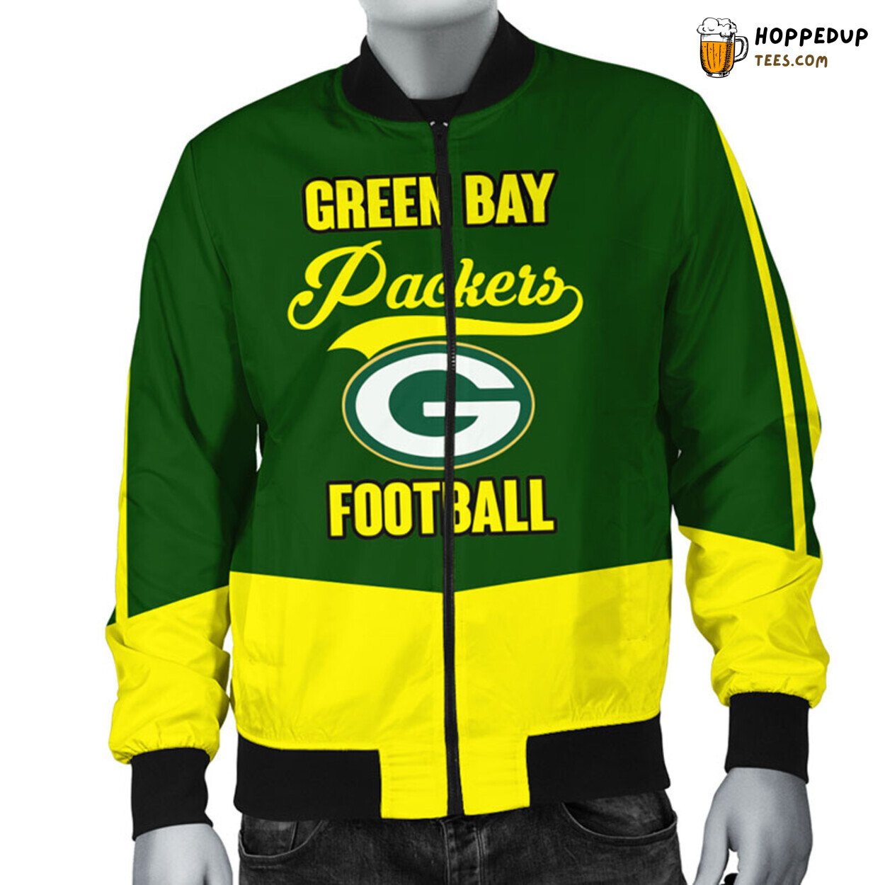 Green Bay Packers NFL Unisex Green Yellow Distinct Bomber Jacket